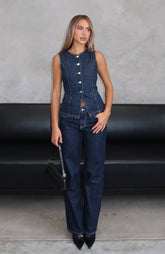 Zara Mid Rise Straight Leg Jeans Dark Navy