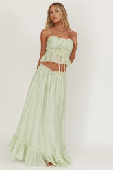 Maidens Tie Detail Overlock Maxi Skirt Sage