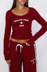 Found You Out Long Sleeve Top Burgundy