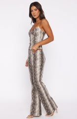 Heat Check PU Pants Tan Snake