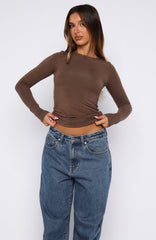 Only For Tonight Long Sleeve Top Mocha
