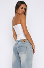 Took A Look Strapless Top White