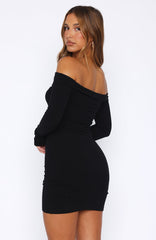 Don't Tempt Me Long Sleeve Mini Dress Black