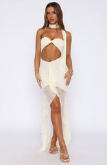 Inner Goddess Lace Maxi Dress Lemon