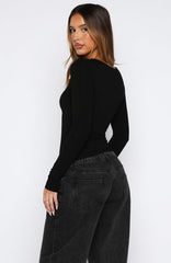 Whisper To You Long Sleeve Top Black