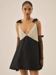 Pearly Bow Mini Dress